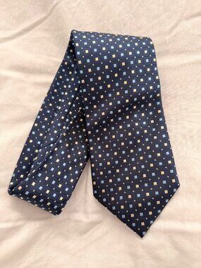 Knightsbridge Vintage Mens Navy/Light Blue/Cream Square Dot Design Neck Tie